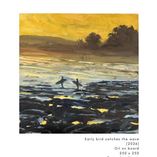 *SOLD!*

An Early bird catches the worm

And early birds catch the waves 🌊 

This piece (in the first slide) is already reserved… 

… I’m not for sale🤪 (see second slide) but this mid-winter dip in the ocean this morning was priceless 

For those who were sleeping, my annual online art sale is now on… (check the link is in my bio to see all my available art)… 

…and runs for just 6 more days before my prices return to normal. 

You snooze,
You lose.
